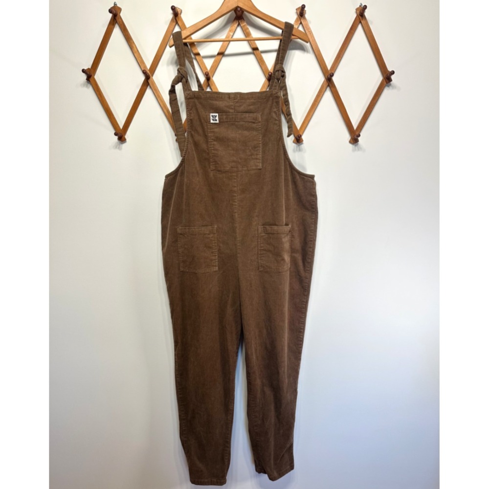 Lucy & Yak Brown Corduroy Organic Cotton Overalls Dungarees 16 Long